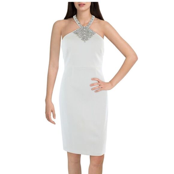 Vince Camuto Beaded Halter Neck Cocktail Dress 4 NWT - Picture 1 of 8